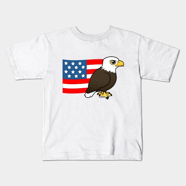 Cute Birdorable Patriotic Bald Eagle Kids T-Shirt by birdorable